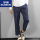 ROMON Summer New Men's Casual Cropped Pants Loose Ramie Cotton Simple and Versatile Straight Solid Color Trendy Long Pants Men's Coffee Color 2XL 145-155Jin [Jin equals 0.5 kg]