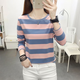 
Kexin 145150 short round neck long sleeve T-shirt for women plaid high-end color woven spring and autumn striped long T-shirt for women K829 ruby ​​blue_(color) L suggestion 106-120Jin[Jin equals 0.5 kg]
