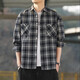 Camisa a cuadros de Miaofulian Spring y Autumn Smanges largas American Retro Men and Women 2024 Nueva camisa de trabajo suelto Tendencia de la chaqueta 12109 Caki One Size M