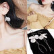 Tingbai Korean temperament, cold style flower earrings for women, women's forest petals, long tassel plated silver earrings earrings, ear clips, X844 petal crystal