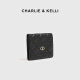 CHARLIE&KELLI CK品牌包包女包小众设计菱格简约薄款手拿女士2025新款钱包短款 黑色