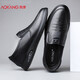 Aokang casual leather shoes men's cowhide air cushion shock-absorbing business shoe covers for middle-aged and elderly dad shoes low-top black covers 40