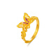 Mengjinyuan gold ring, ancient filigree butterfly pure gold enamel ring, three gold wedding, about 3.48g (live ring)