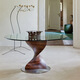 Tempered glass dining table black walnut wood round modern designer living room dining table minimalist square art black walnut round table 13575cm