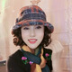 Gu Wenlun's hat with wig for middle-aged and elderly women in autumn and winter all-in-one fashion mother's short curly woolen hat thickened casual fisherman khaki hat 15cm curly hair (dark brown) hairnet