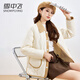 Snow Flying Light Short Short Down Jacket Women's 2024 NUEVO PEQUEÑO PEQUEÑO Moda Casual Otoño e Invierno Diamante Jacket Beige 160/M