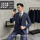 JEEP SPIRIT suit men's wool suit three-piece formal autumn and winter thickened groom's wedding dress XF2088-1 gray (suit + trousers) M