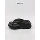 CUGGCK Japanese heel thick-soled flip flops for women in summer wear 2025 new fashionable non-slip simple foot-clip beach sandals 5012 black high-heel thick-soled flip flops 39/40