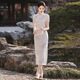 NUKM Cheongsam Chinese style long young 2025 summer new slim and elegant girl retro improved dress 6629 purple L