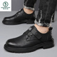 Woodpecker men's autumn breathable British style formal leather shoes trendy versatile soft sole casual shoes retro men's workwear shoes 9909 black 39