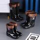 Chaussures de protection du travail masculin Bottes de pluie Bottes de pluie en gros étanches et non-glipt PVC Couverture de velours épaissi acide et résistance alcaline Chaussures de coton à faible cylindre à faible cylindre 42