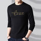 Kissed spring and autumn pure cotton long-sleeved T-shirt for men, slim fit and versatile round neck, middle-aged students long-sleeved bottoming shirt, autumn inner layering top, high-quality version white XL recommended weight 120-135