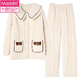 Pajamas de coton modal à trois couches pour les femmes en velours de corail d'hiver épaissis et moelleux peut être porté à l'extérieur avec des vêtements chauds de grande taille et de maison d'hiver 32-12222 m (95) Poids recommandé: 80-105jin [Jin est égal à 0,5 kg]