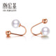 Trendy Acer embellished pearl 18K gold earrings for women rose gold earrings as a birthday gift for girlfriend, one pair