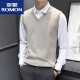 罗蒙（ROMON）时尚都市男士针织背心马甲秋冬款无袖毛衣修身坎肩打底衫v领线衣 SXZFS-14126卡其色+深蓝色 M