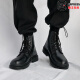 Jingmai [Cowhide] Martin Boots Zapatos de cuero alto de los hombres Ropa de trabajo de estilo mediano British Motorcycle Negro y otoño Autumable Atendy Trendy Lace-Up [Spring and Summer Style] 43 Código estándar