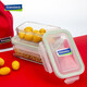 GlassLock Südkorea importiertem Temperaturglas Frischwahrnehmungsbox Lunchbox Mikrowellenofen Set Lunchbox Lebensmittel Aufbewahrungsbox Rechteckige 400 ml + rechteckiger 695 ml + Beutel