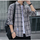 Lee Ryetom Plaid Casual Shirt Herren Spring- und Herbst-Langarm-Hemd Korean Top Retro Loose Summer Thin Jacket K12111 Gelbblau 2xl 145-160jin [Jin ist 0,5 kg]