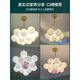 Yingtang Living Room Main Lights Restaurant Nordic Cream Style Moon Bubble Chandelier Children's Room Bedroom Lighting 9734-Black 7-Head Three-Color Lighting-White Ball 15CM