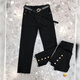 Ran Yilan Europe Station 202 Herbst und Winter Neue Fett -M -Jeans für Frauen, schlankende Zigarettenhosen, Zigarettenhosen, geschnittene Hosen, 693 hintere Knopfhosen, hohe elastische Feder- und Herbststil 8xl S 8095jin [Jin gleich 0,5 kg]