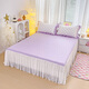 Nanjiren Jiangsu Nantong bed skirt four-piece set pure cotton 100% cotton wool lace small fresh bedding double bedding love - white purple [small fresh cotton lace style] bed sheet style 180*200cm single bed skirt