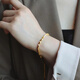 Ji Ge's new 18k gold bracelet for women, broken gold bracelet, bounce bracelet, shiny small square, small square bracelet + extension chain (S buckle)