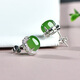 A Pendientes de Jade Jade de Jade Hetian de mil años, pendientes de Jade/Jasper con incrustaciones de plata de plata para mujeres, aretes de jade de lujo ligero, QZZ869