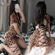 Large size lace up leopard print sexy panties uniform set temptation nightgown hip skirt short skirt nightclub outfit sex toy black + thong