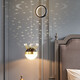 Muduo Bedside Chandelier Modern Simple Light Luxury 2025 New Nordic Design Creative Personalized Moon Bedroom Chandelier Crescent Gold 20CM2m Crane Line LED Three-color Dimming