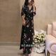 NYCKJK Temperament Fleischbedeckte Wickelrock Retro Blumenschleife 2022 Frühling und Sommer Neues schwarzes langes einteiliges Kleid 3271 s