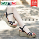 CARTELO genuine leather wedge sandals for women 2026 summer new versatile flat soft sole thick sole high heels women's casual shoes 126 black 37