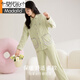 Modal High-End Island Fleece Pyjamas für Frauen mit Herbst und Winter plus Samt verdickte 2025 neue Koralle Fleece Home Clothing Set 653 [Island Fleece] l [Gewicht 100-120 Jin [Jin gleich 0,5 kg]]]