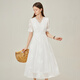 
Fan Silan White Embroidered Embroidered Dress for Women Summer 2024 New Tea Break French Fairy Dress 12397 White S