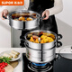 SUPOR steamer Zhenweixian 304 stainless steel three-layer double bottom 26cm fish steamer soup pot steamer EZ26BS10