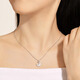 Chow Tai Sang*DC White Moonlight Star and Moon Necklace Pure Silver Women's Light Luxury High-end New Style Birthday Gift for Girls White Moonlight Star and Moon Necklace