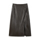 
THE SEA LIFE skirt for women Ou Hai's life exquisite skirt for women spring and autumn leather skirt D12353 chestnut color M