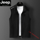JEEP SPIRIT couple fleece vest men and women autumn and winter sleeveless vest fleece vest outdoor warm cardigan stand collar jacket 9277 men-dark gray L