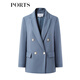 PORTS Autumn and Winter New Women's Solid Color Simple Commuting Blazer LM9J031NWW038 Gray Heron M (6)