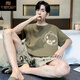 莫代尔夏季男款睡衣纯棉短袖卡通青少年男士夏天薄款大码学生家居服套装 WB1343# 小码 M 码【155高/75-85斤重】