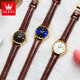 OLEVS Swiss certified watch women's mechanical watch fully automatic simple women's watch small birthday gift for girlfriend [upgraded enhanced version] 6629 women's brown leather white flour-lifetime insurance