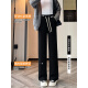Cotton Chenille wide-leg pants for women in autumn and winter new loose plush casual pants for women high waist trousers 9767 black [high quality plush] 23.5 3XL 165Jin [Jin equals 0.5 kg]-180Jin [Jin equals 0.5 kg]