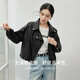 尚都比拉尚都比拉时尚机车风皮衣秋季休闲女士短款外套小个子上衣 黑色 M 