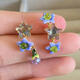 Caizhi French les enamel eggplant dream series blue jasmine faceted star gemstone earrings ring earrings