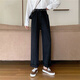 
Xilino 2025 Spring and Autumn Korean version of high-waisted black jeans for women Chc straight-leg students versatile slimming wide-leg pants light blue basic style 9928 M