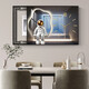
Chengzi Light luxury electric meter box decoration painting with clock distribution box cover without holes Modern simple hanging painting Astronaut clock K11968 45*35cm (block 35*25) black frame with cover