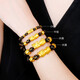Bracelet en glucides Gold Pixiu 3D Gol dur 999 Pixiu Bracelet Black Agate Transport Bel Bracelet Men and Women Version Medium 1 / Pixiu + 2 / Gold Bead 5.49g