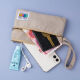 Qindu mobile phone bag small cloth bag hand bag women's 2021 mini fashion versatile student double zipper coin wallet cloth brown