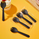 SHUANG YU disposable fork spoon frosted spoon fork 100 pieces individually packaged fruit dessert fork takeaway fast food spoon black