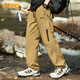 JEEP Casual Pants Men's Autumn and Winter Straight Pants Men's Loose Trendy Overalls Men's Pants Brown 3XL