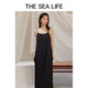 
THE SEA LIFE Elegant suspender skirt for women 24 summer new products Slimming simple black dress Y16820 m apricot color M